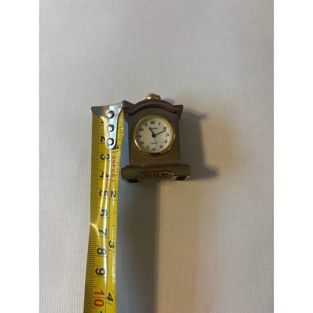 Rerini Miniature Mantle Clock Unisex OS Gold Good Quartz Analog Desk untested - Picture 7 of 10